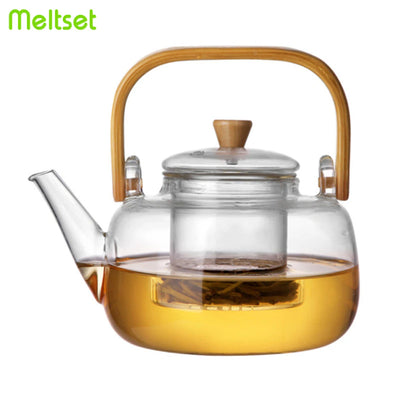 Heat Resistant Glass Teapot Clear Japaness Style Tea Pot with Infuser for Flower Chinese Puer Tea Portable Tea Kettle 0.8/1L